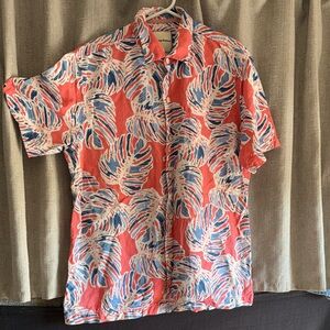 Tommy Bahama Tropical Leaf Print Men's Silk Shirt M